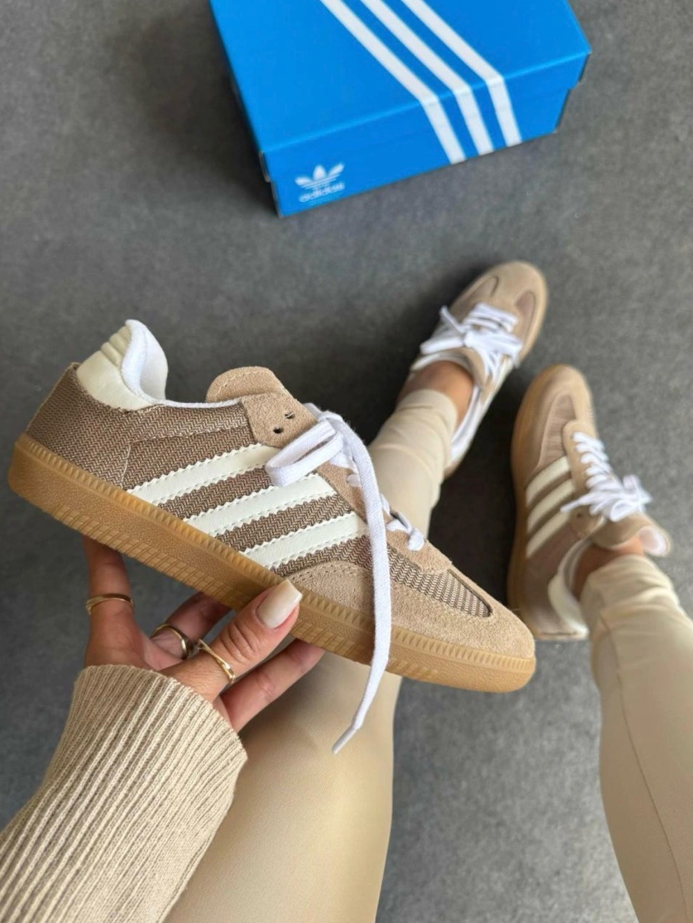 adidas Samba OG Cardboard Tan Brown Mesh Suede Sneakers